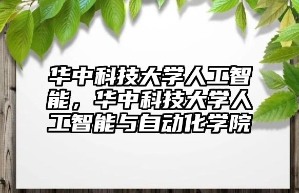 華中科技大學(xué)人工智能，華中科技大學(xué)人工智能與自動化學(xué)院