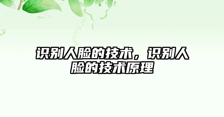 識(shí)別人臉的技術(shù)，識(shí)別人臉的技術(shù)原理