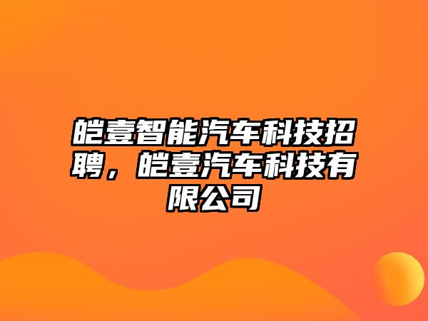 皚壹智能汽車科技招聘，皚壹汽車科技有限公司