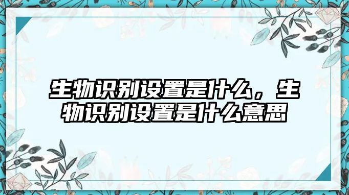 生物識(shí)別設(shè)置是什么，生物識(shí)別設(shè)置是什么意思