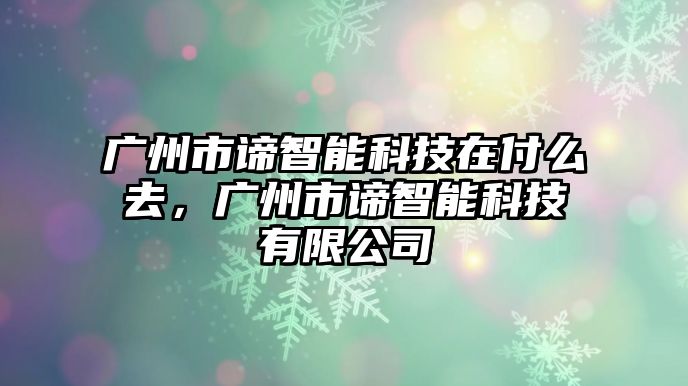 廣州市諦智能科技在付么去，廣州市諦智能科技有限公司