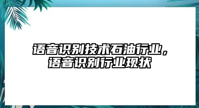 語音識別技術(shù)石油行業(yè)，語音識別行業(yè)現(xiàn)狀