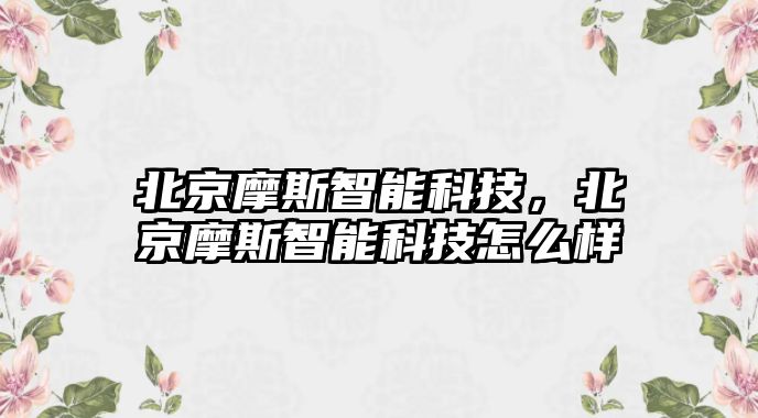 北京摩斯智能科技，北京摩斯智能科技怎么樣