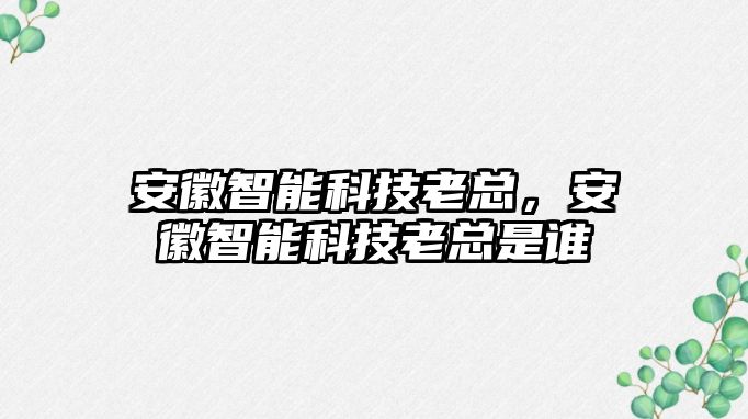 安徽智能科技老總，安徽智能科技老總是誰