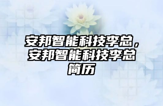 安邦智能科技李總，安邦智能科技李總簡歷