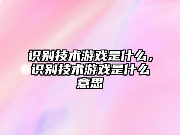 識別技術(shù)游戲是什么，識別技術(shù)游戲是什么意思