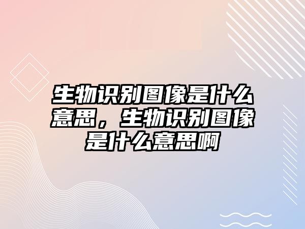 生物識別圖像是什么意思，生物識別圖像是什么意思啊