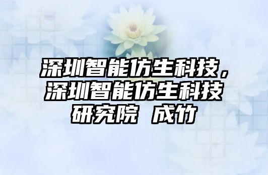 深圳智能仿生科技，深圳智能仿生科技研究院 成竹