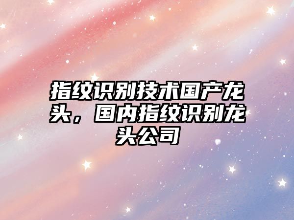 指紋識別技術國產(chǎn)龍頭，國內(nèi)指紋識別龍頭公司