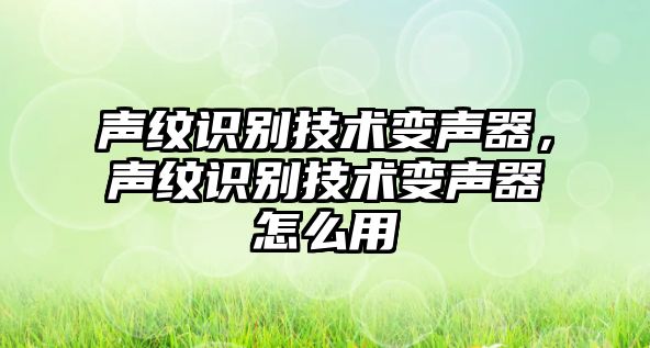 聲紋識(shí)別技術(shù)變聲器，聲紋識(shí)別技術(shù)變聲器怎么用