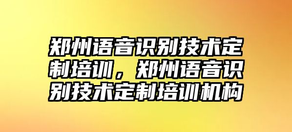 鄭州語音識別技術(shù)定制培訓(xùn)，鄭州語音識別技術(shù)定制培訓(xùn)機構(gòu)