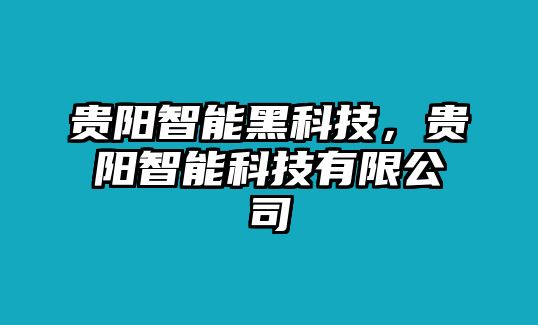 貴陽智能黑科技，貴陽智能科技有限公司