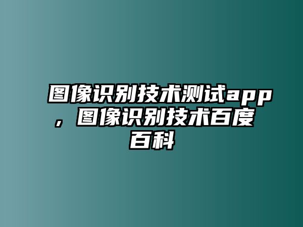 圖像識別技術(shù)測試app，圖像識別技術(shù)百度百科